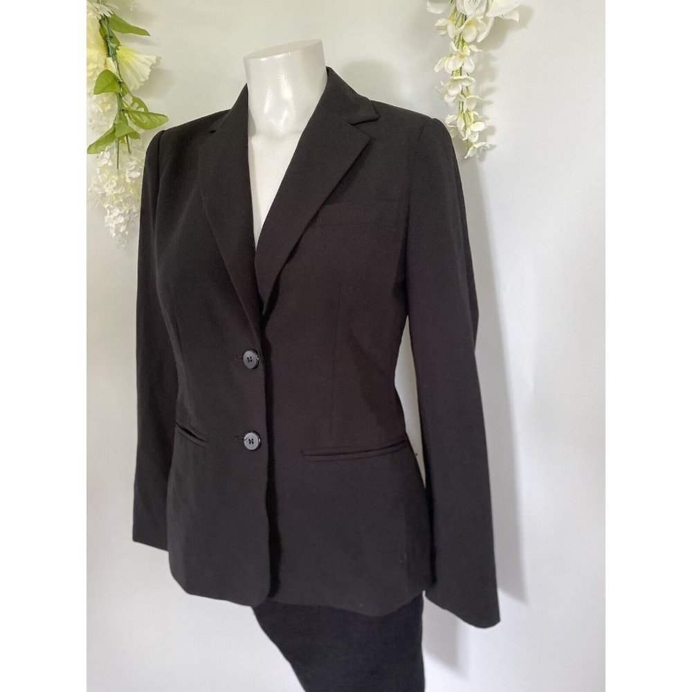 Ico Uniforms Women Black‎ 2 Button Jacket Blazer Size 0 Polyester Rayon Spandex